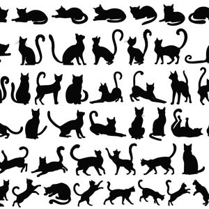 猫の SVG バンドル、猫の SVG、猫のシルエット セット、黒猫のクリップアート バンドル、猫の PNG、黒猫のベクター イラスト