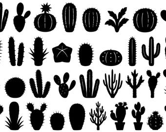 Pacchetto SVG di cactus / Silhouette di piante del deserto Clipart (37 design)