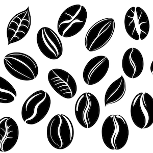 Coffee Bean Silhouettes: Vector Illustration SVG Bundle (Digital Download)