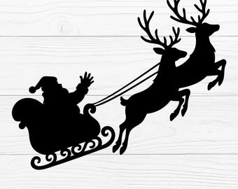 Flying Santa Sleigh Silhouette | Svg, Eps, Png, and Jpg Files