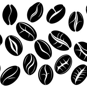 Coffee Bean Silhouettes / Coffee Bean SVG Bundle / Coffee Beans Vector Illustrations / Black And White Coffee Beans Clipart