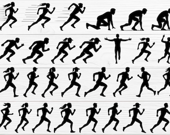 Corridore SVG / Eps, Jpg, Png / Sagome di corridori / 29 disegni / Download digitale