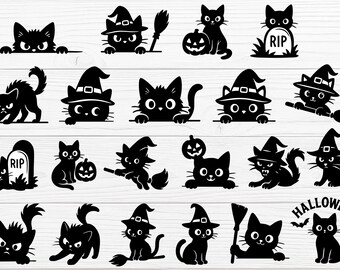 Halloween Cat Silhouette Vector | 21 Designs, Svg, Png, Eps, Jpg