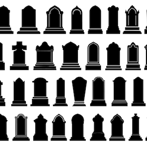 Gravestone SVG Bundle, Gravestones SVG, Gravestones PNG, Gravestone Vector Illustrations, Gravestone Clipart Bundle