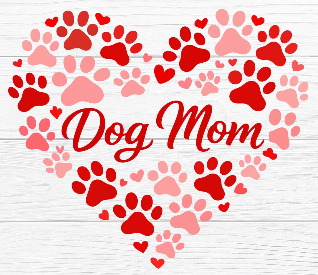 Dog Mom Valentine SVG PNG Design With Paw Print Heart Flat Vector ...
