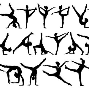 Gymnastics Poses SVG, Gymnastics Poses Clipart, Gymnastics Pose SVG Bundle, Gymnastics Poses PNG, Gymnastics Silhouette Vectors