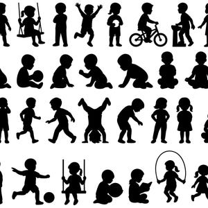 男の子と女の子のクリップアート付き子供のシルエットSVGバンドル
