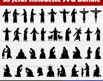 38 Jesus Silhouettes Svg, Png, Jpg, Eps, and Pdf