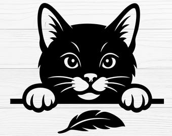Peeking Cat Svg | Black Cat Silhouette | Eps, Png, and Jpg Files