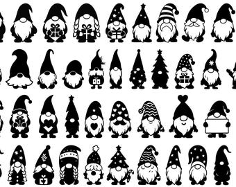 43 Christmas Gnome Silhouettes, Eps, Png, Svg, and Jpg Files