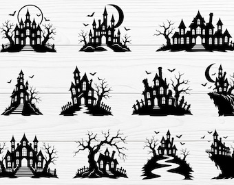 Pacchetto di sagome SVG per la casa stregata di Halloween