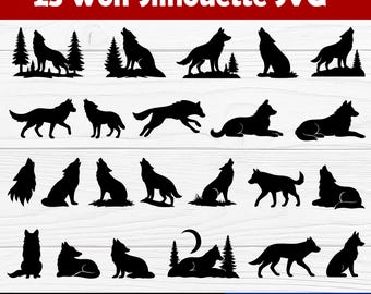File Svg, Png, Pdf, Eps e Jpg di sagome di lupo / 23 disegni clipart