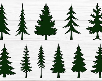 森の松の木のシルエットのベクターセット | 森の木のSVG