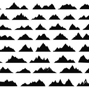 Mountain Silhouettes Set, Mountains Clipart, Mountain SVG Bundle, Mountains PNG, Mountains SVG, Mountain Vector Illustrations