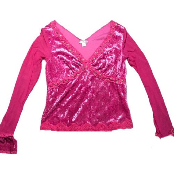 90s/ 2000s crushed velvet babydoll top