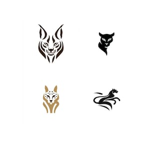 African Cats Custom Design DIY Logo Set of four, Wild Animal, Dynamic Structure, Versatile Design, High Visible Impact, 8" X 8", PNG Vectors