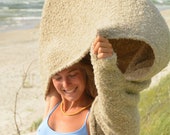 Handmade Women s Knit Soft Open front Long Pastel Beige Color Cardigan, Handcrafted in Lithuania