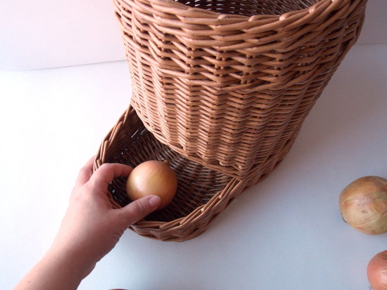 Onion and potato storage basket Wicker kitchen organization Etsy