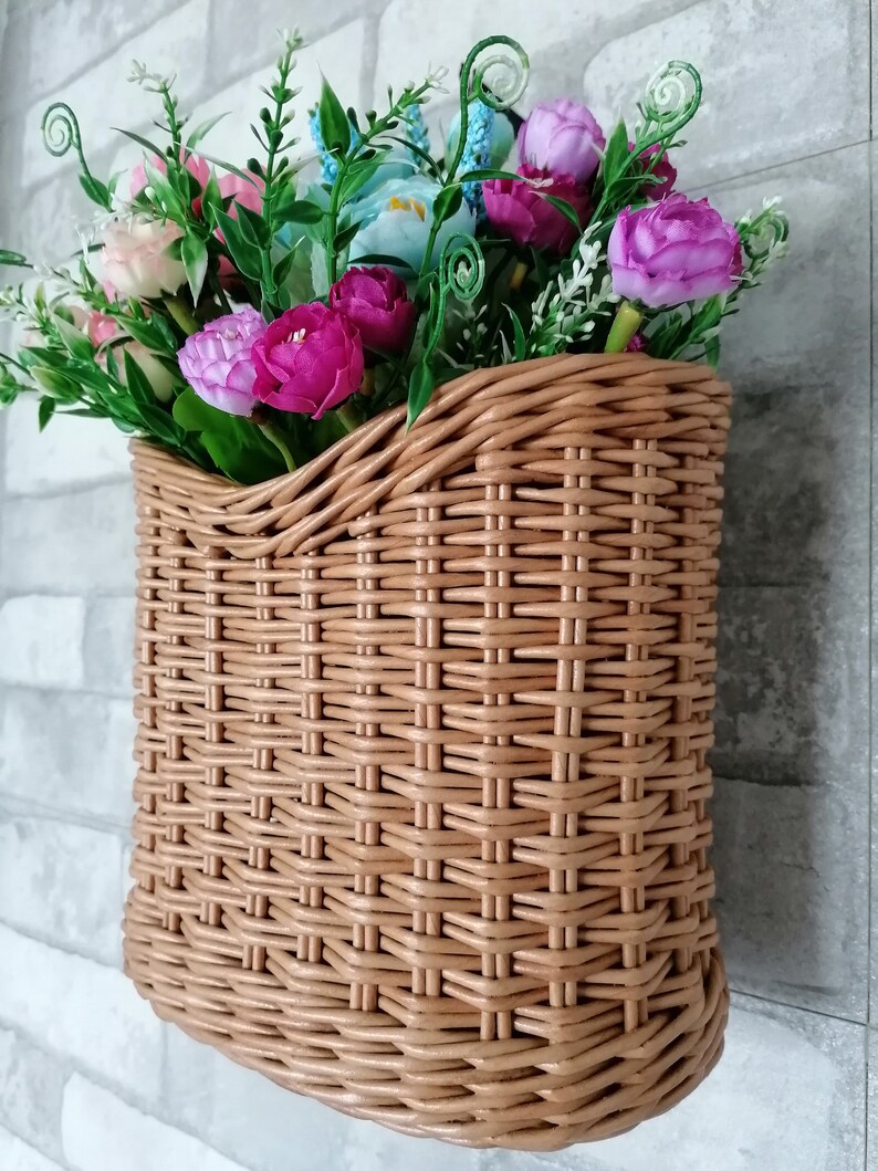 Wicker front door basket Woven oval hanging basket Etsy