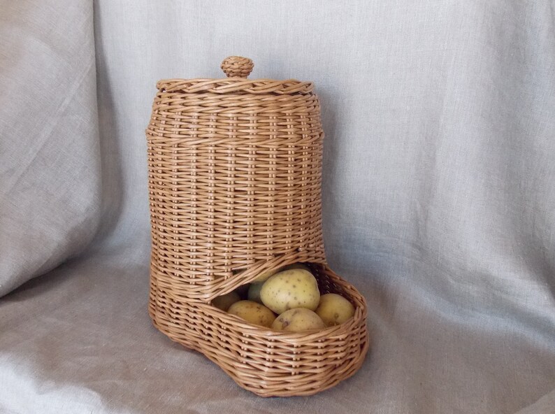 Onion and potato storage basket Wicker kitchen organization Etsy