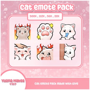 Kawaii White Cat Emotes - Twitch | Discord