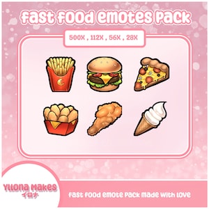 Fast Food Emote Pack | For Twitch Streamers | Discord emotes | Made to use