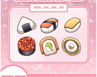 Sushi Emote Pack | Sushi lover | Streamer | For Streaming | Streaming Assets | For Twitch, Discord, Telegram