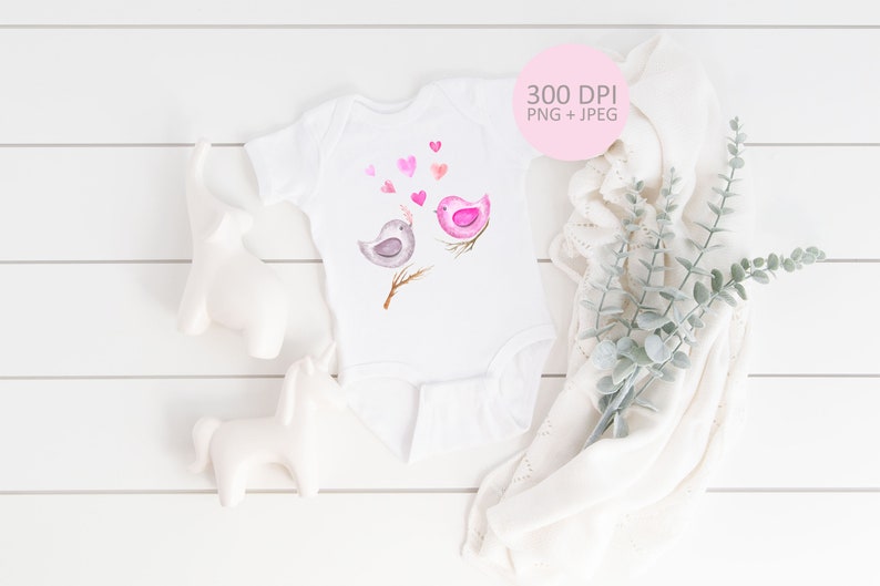 Love Birds Sublimation Printing PNG Digital download. Valentine/'s Day cartoon character Springtime bird couple watercolor clipart