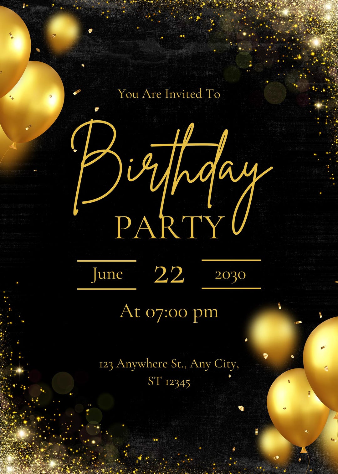 Birthday Party Invitation Printable Editable Digital Download Template