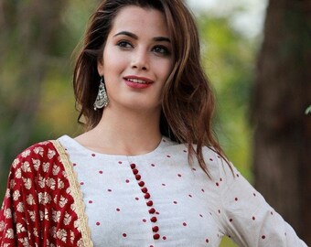 Heavy Fabric Reyon Kurti With Plazzo Kurti And Plazzo Gift For Her Brown Color Indian Dress,Beautiful Kurti And Plazzo Anniversary Suits