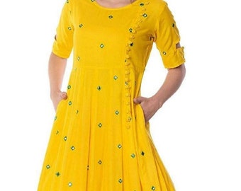 yellow and white indian dress