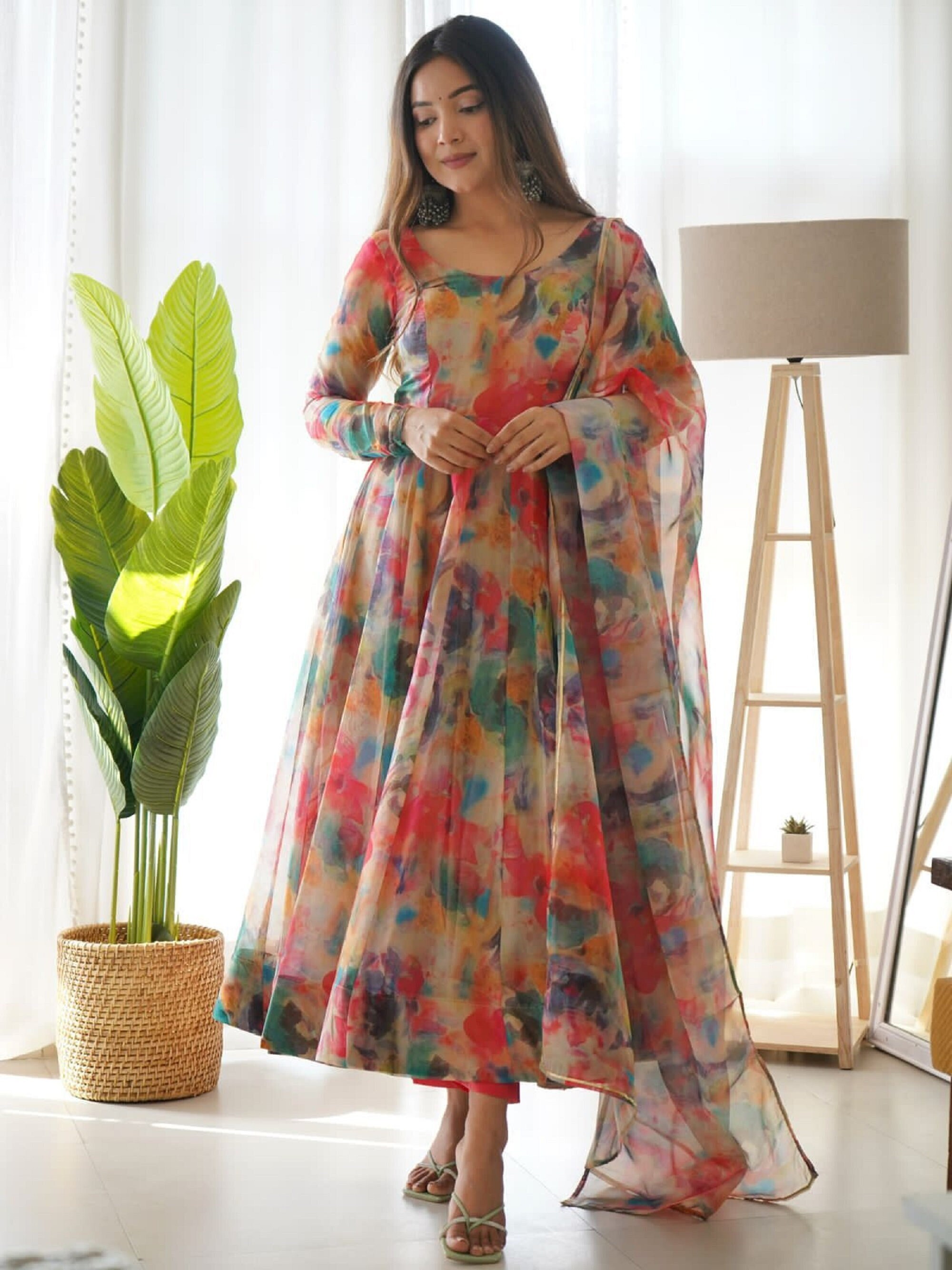 Multi Colour 60S Cotton Kurti with Mill Print