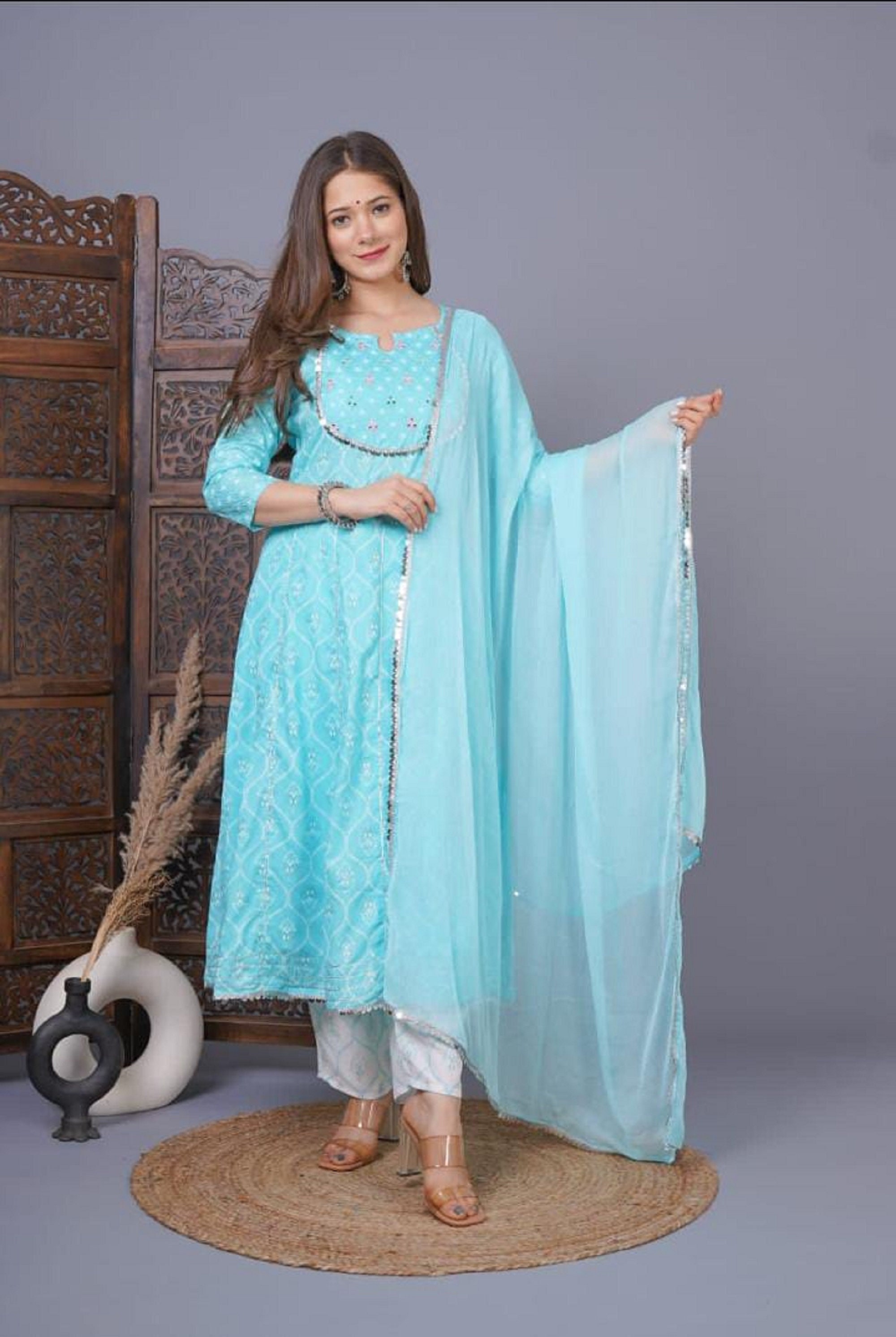 sky blue color kurti