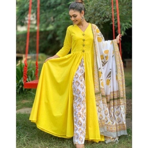 Pakistani Designer Kurti Dupatta Set for Women & Girls Yellow - Etsy