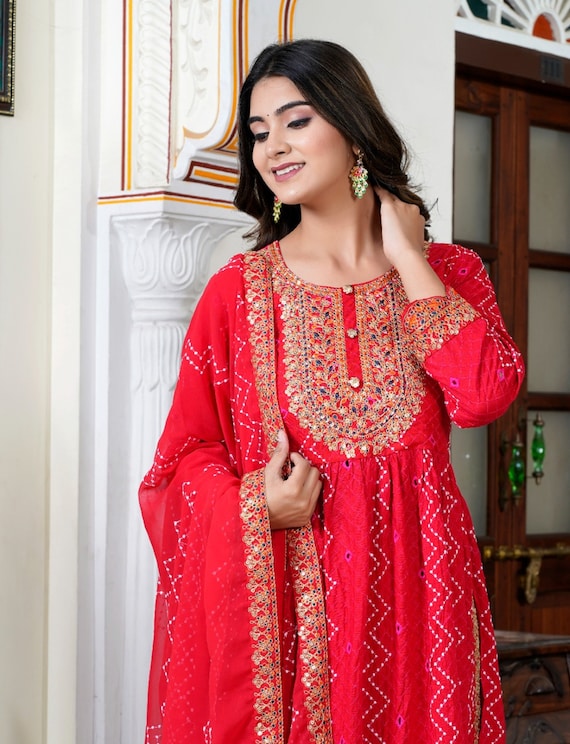 Embroidered georgtte Wedding Dress Kurta Set at Rs 1900/piece in Greater  Noida | ID: 26858726612