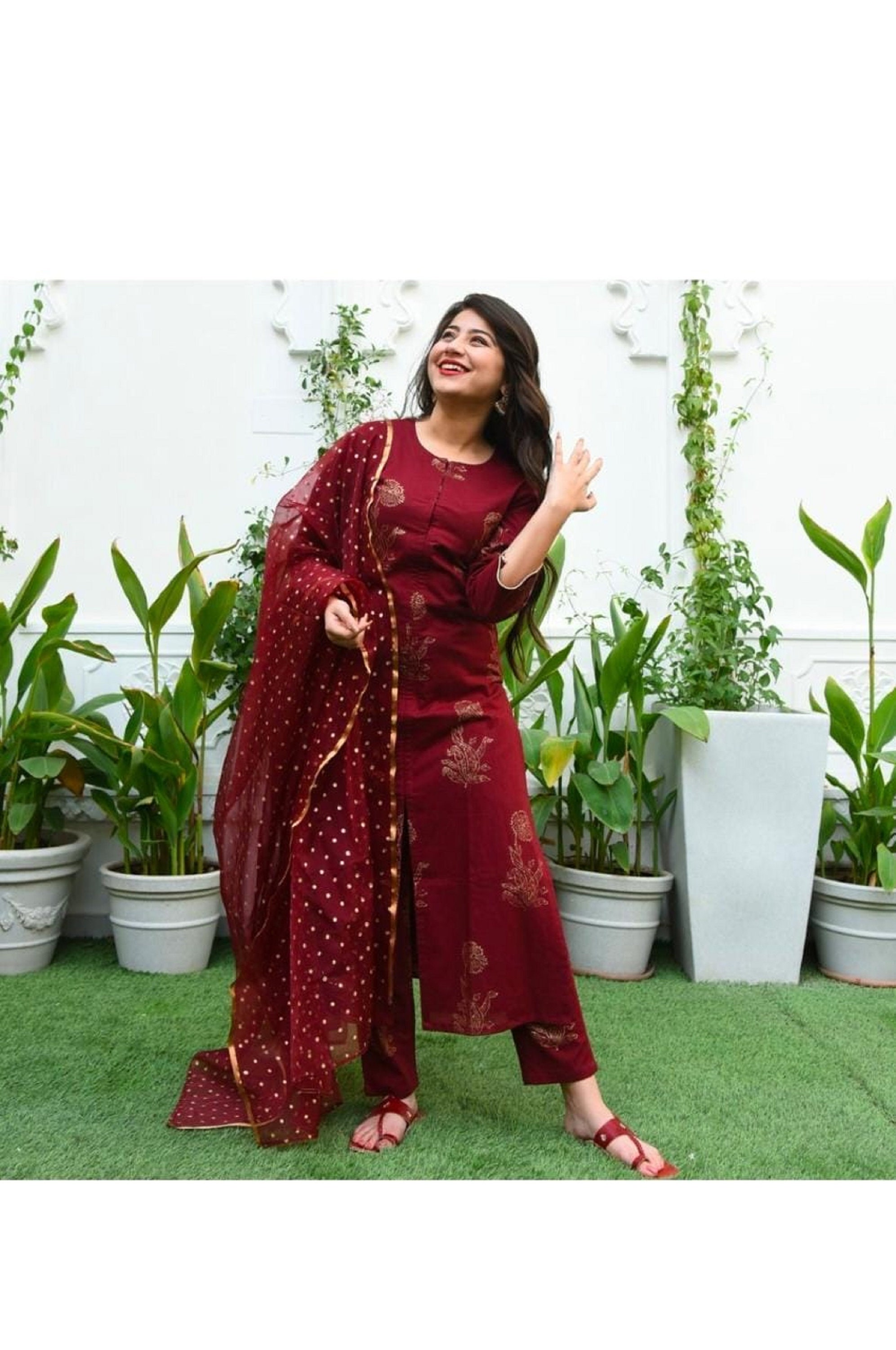 Indian Bollywood Designer Stylish Printed Green Kurti And Palazzo With Dupatta Set Special For Women /& Girls.Free Express Shipping In USAUK