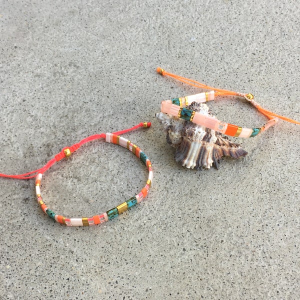 Composition de bracelets Tila Turquoise / Orange / Corail