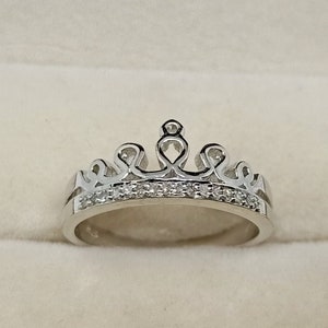 925 Sterling Silver Ring, Diamond Princess Crown Ring, Tiara Ring, Statement Ring, Promise Ring, Valentine Gift Ring, Gift for her