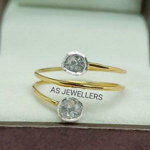 Impresionantes anillos de diamantes Polki de talla rosa natural 925 anillos de plata anillo de diamantes Polki anillo hecho a mano joyería de diamantes regalo para su anillo de Navidad