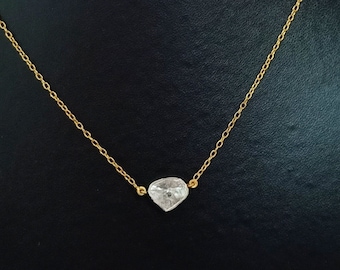 Simple Polki Diamond Necklace Polki Chain Necklace Vintage Style Rose Cut Diamond Jewelry Birthday Gifts For Her Christmas Gifts