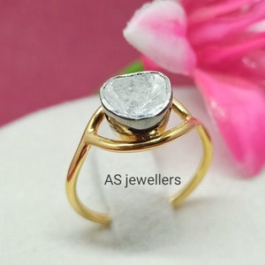 Hermoso anillo de diamantes natural RoseCut 925 Anillo de plata Anillo de diamantes Polki Anillo hecho a mano Anillo de diamantes Regalo de joyería para mujeres Regalo de Acción de Gracias