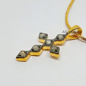 Natural Diamond Cross Necklace 925 Sterling Silver Diamond Necklace Diamond Cross Pendant Religious Diamond Necklace Birthday Gift For Her