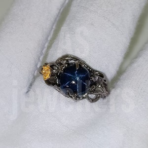 Vintage Style Silver Ring, Natural Blue Star Sapphire Ring, Solid 925 Sterling Silver, Unique Sapphire Ring, Stackable Ring, Gift for All