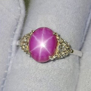 Unique Pink Star Sapphire Ring, Engagement Ring, 925 Sterling Silver Ring, Oval Lab Sapphire Ring,Stackable Ring, Women Gifts,Everyday Ring