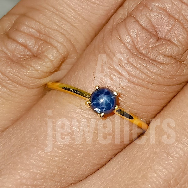 Star Sapphire Ring Natural Round Blue Star Sapphire 6 Rays Star Christmas Gifts Lindy Star Sapphire Birthday Gifts For Her Wedding Gifts