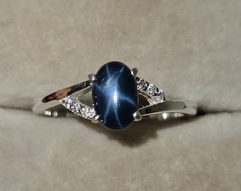 Natural Star Sapphire 14k White Gold Ring: September Birthstone