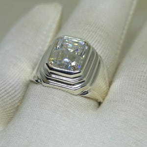 Moissanite Diamond Ring, Unisexual Sterling Silver Ring, Clear Moissanite Jewelry, Promise Ring, Engagement Ring, Birthday Gift for Him