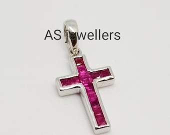 Ascension Cross Silver Necklace Emerald And Ruby Pendant Jesus Pendant Christian Religious Jesus Crucifix Gift Christmas Gift Gift For Her