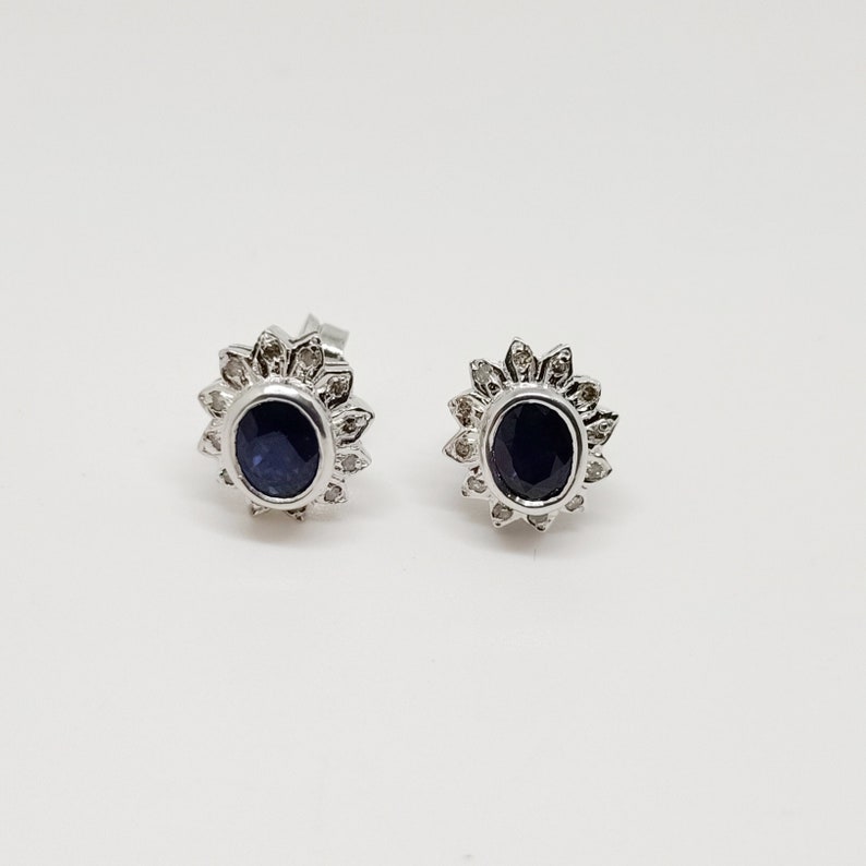 Natural Diamond Studs for Women/'s,Ruby Studs Natural Sapphire And Diamond Earrings,Oval Cut Emerald Cluster Earring Studs Gift For Her