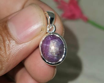 Natürlicher Sternrubin Anhänger: 925 Sterling Silber, Juli Geburtsstein